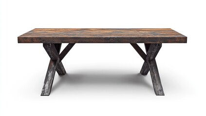 Rustic Wooden Dining Table with Trestle Legs