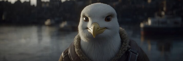 Portrait of a Seagull with Attitude Near the Water