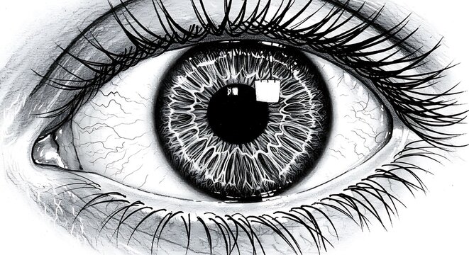 Intricate Graphite Eye Drawing: Monochrome Beauty