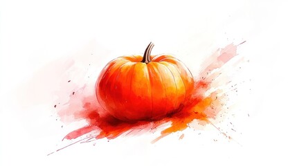 Watercolor Painting of a Pumpkin