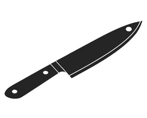 Kitchen knife vector silhouette illustration isolated on white background