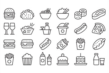 Fast Food and Sweets Icon Collection for Quick Service and Restaurants