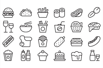 Minimalist Food and Dessert Icons Set for Food-Related Digital Design