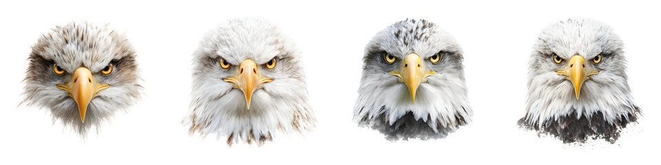 Obraz premium Bald Eagle Portraits: Four Majestic Birds of Prey