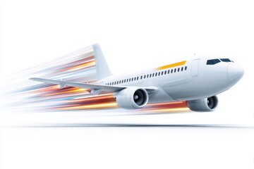 Fototapeta premium Airplane in Motion with Dynamic Lines Conveying Speed and Travel