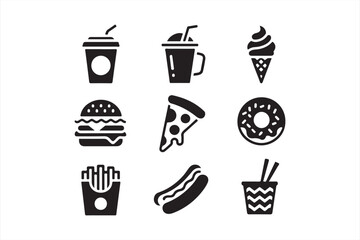 Vector Icons Featuring Popular Fast Food and Snack Items