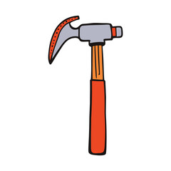 A sturdy carpenter’s hammer with a wooden or metal handle and a steel head, perfect for driving nails and shaping wood in construction and woodworking tasks.
