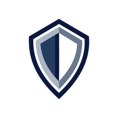 Vector art of shield icon with a split color scheme isolated on white background