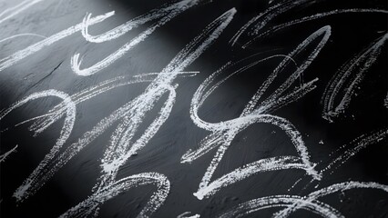 Abstract Chalk Scribbles on a Dark Surface