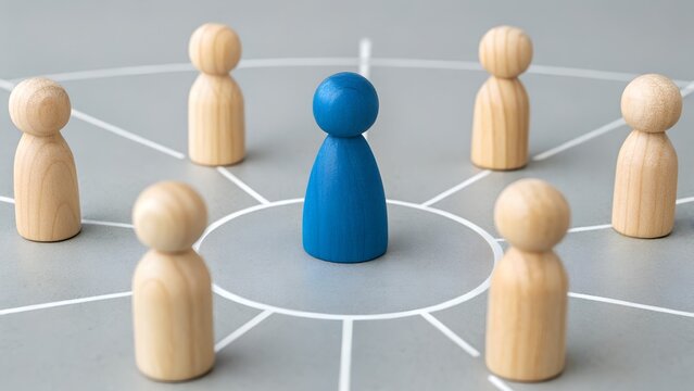 Leadership and team management concept. Centralized decision-making, business communication network, corporate hierarchy. Symbol of effective leadership, organizational control