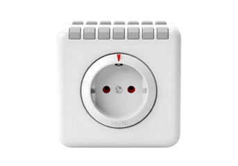 Modern White Electrical Outlet with Timer, Clean Minimalist Design, 250V.