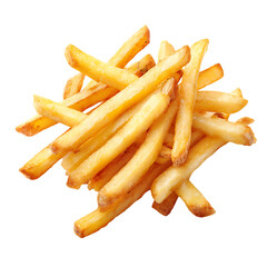 Golden french fries in a pile.