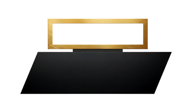 Elegant Gold Frame on Black Platform: Modern Minimalist Design, Luxury Branding Mockup