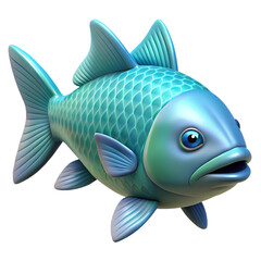 Realistic 3D Fish Illustration with Vibrant Colors on Transparent Background – High-Detail Marine Art