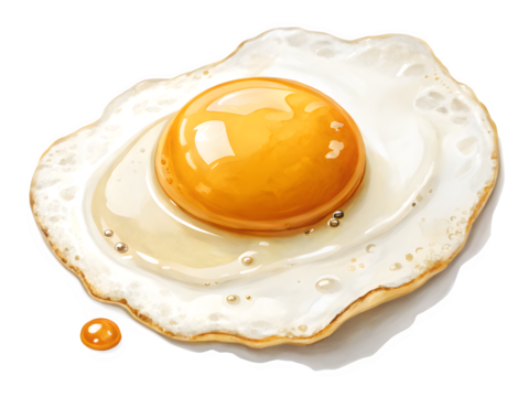 A perfectly cooked fried egg with a bright orange yolk on a white plate