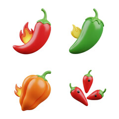 Four spicy peppers with flames and a thumbs up