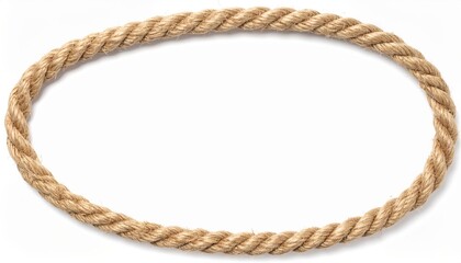 Fototapeta premium Oval Rope Frame Jute Rope Composition, Natural Fiber Texture, Nautical Design, White Background rope frame, nautical design