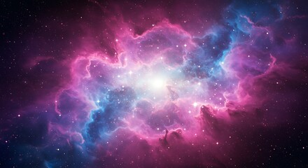 Cosmic Bloom: Pink & Blue Nebula, Stellar Glow