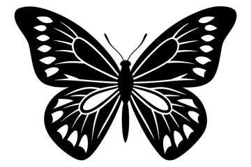 Vector art of silhouette of  black butterfly on white background