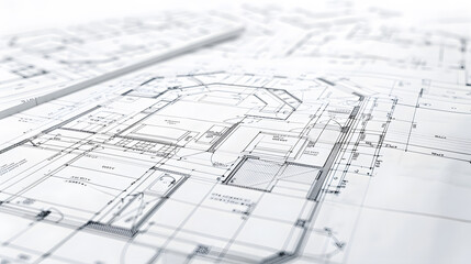 Technical construction blueprint in black and white lines
