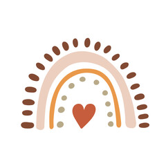 Scandinavian Rainbow Illustration, simple flat doodle vector design, isolated on white background