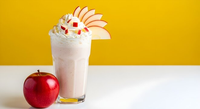 A red apple milk shakes with cream 