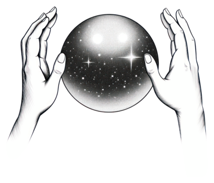 PNG Hand holding a crystal ball astronomy sphere space.
