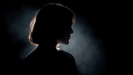 Silhouette Woman, Studio, Dark, Mysterious, Backlit, Thoughtful, Portrait, Mood, Emotion, Photography