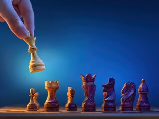 Hand moving a chess queen