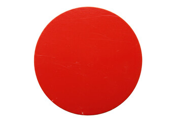 A vibrant red circle is presented flat against a stark transparent background showcasing its simple geometric form