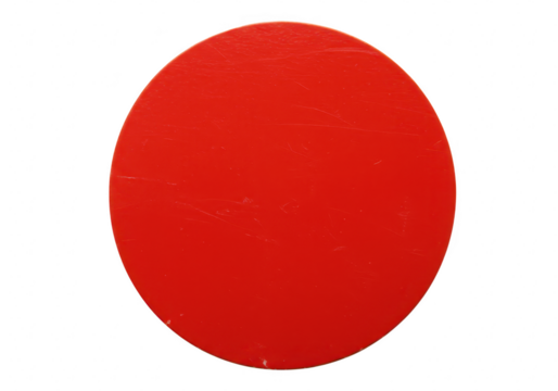 A vibrant red circle is presented flat against a stark transparent background showcasing its simple geometric form - Powered by Adobe