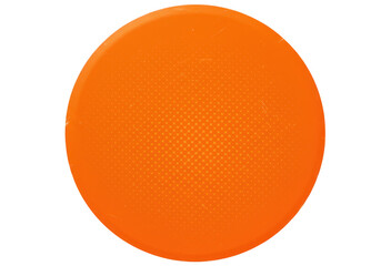A bright orange circle is presented flat against a stark transparent background showcasing its simple geometric form