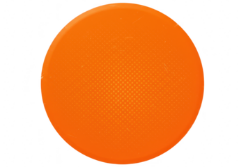 A bright orange circle is presented flat against a stark transparent background showcasing its simple geometric form