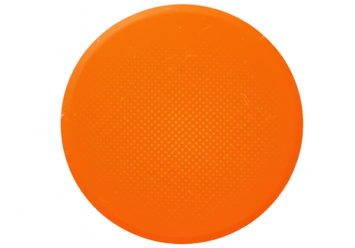 A bright orange circle is presented flat against a stark transparent background showcasing its simple geometric form