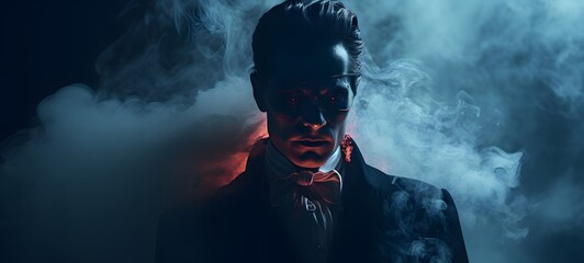 a light dracula , coming out of the smoke, generative AI
