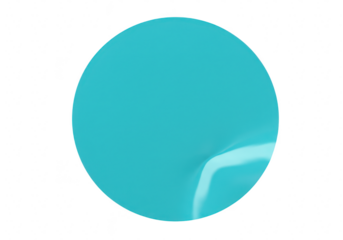 A vibrant cyan circle with subtle surface creases is presented as a clean isolated graphic element on a plain transparent background