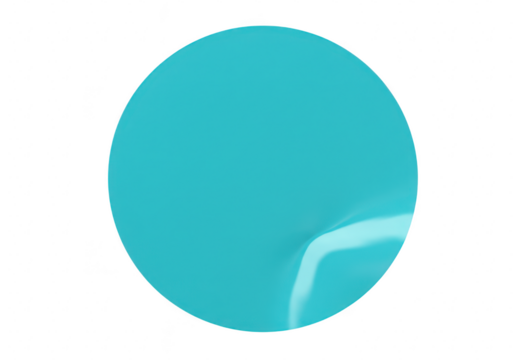 A vibrant cyan circle with subtle surface creases is presented as a clean isolated graphic element on a plain transparent background