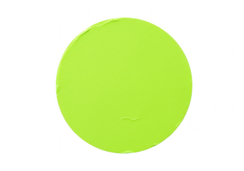 A bright vibrant lime green circle with a textured paint finish is isolated on a clean transparent background