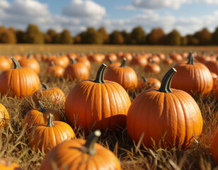 pumpkins in a field