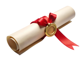 Elegant red ribbon bow adorned with ornate golden filigree flourishes