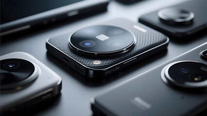 Modern smartphones with advanced camera modules displayed in a sleek arrangement