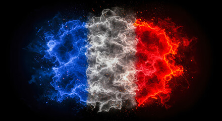 France Flag with Flame and Smoke Effect – Artistic Tribute to French Identity and National Spirit