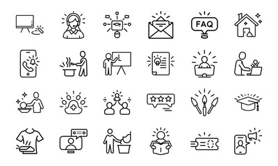 Business and Data Analytics Line Icons Set with Light Up Effect – KPI, Graphs, Charts, Marketing Strategy, Report, Cloud, Planning, and Performance Metrics Symbols on White Background