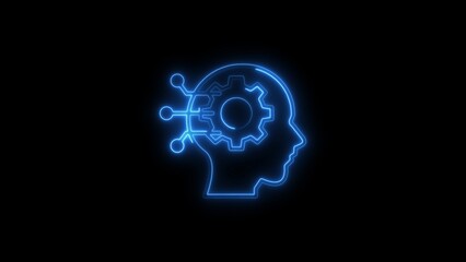 Neon brain concept depicting artificial intelligence and technological innovation