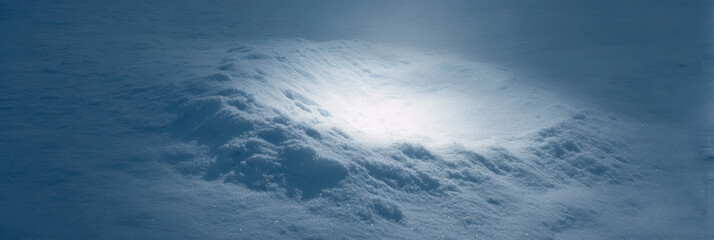 Fototapeta premium Glowing patch of snow in serene clearing creates magical atmosphere