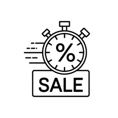 Limited Time Sale Offer with Stopwatch and Percentage Sign Icon