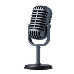 Fototapeta premium 3d icon of vintage retro microphone isolated on transparent background