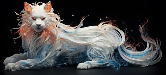 mythical beast Wireframe,creative commons attribution, generative AI