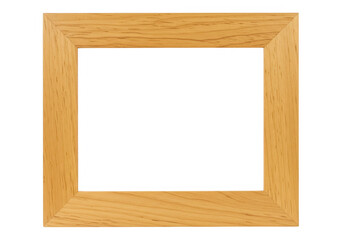 Fototapeta premium A simple wooden picture frame with a light wood grain texture is presented empty against a clean transparent background ready for a photograph