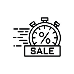 Limited Time Sale Icon with Stopwatch and Percentage Sign